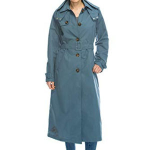 Single breasted trench. Charcoal color. No belt.